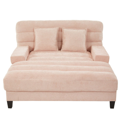 Chaise Bed Lounge Sofa Chair With Adjustable Backrest And LED Light Strip