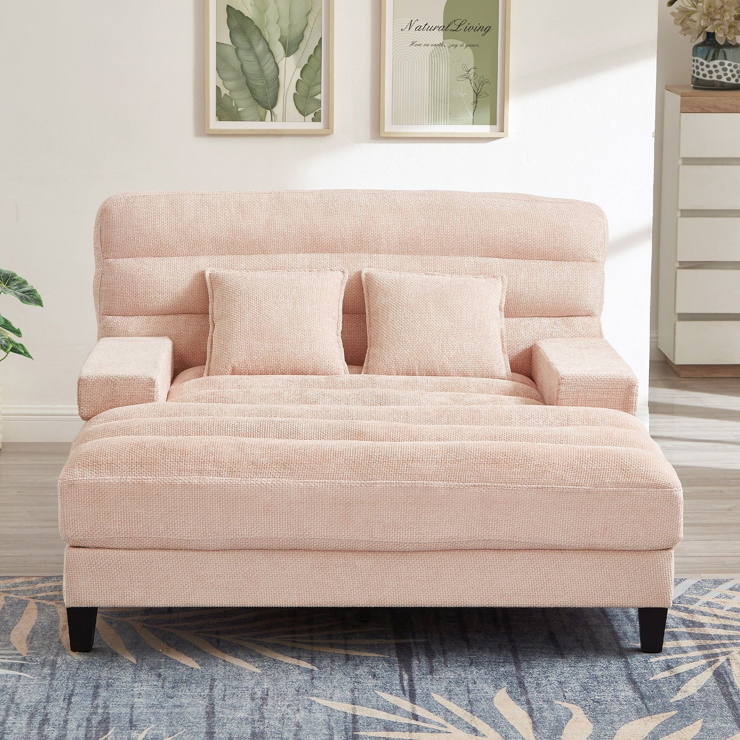 Chaise Bed Lounge Sofa Chair With Adjustable Backrest And LED Light Strip